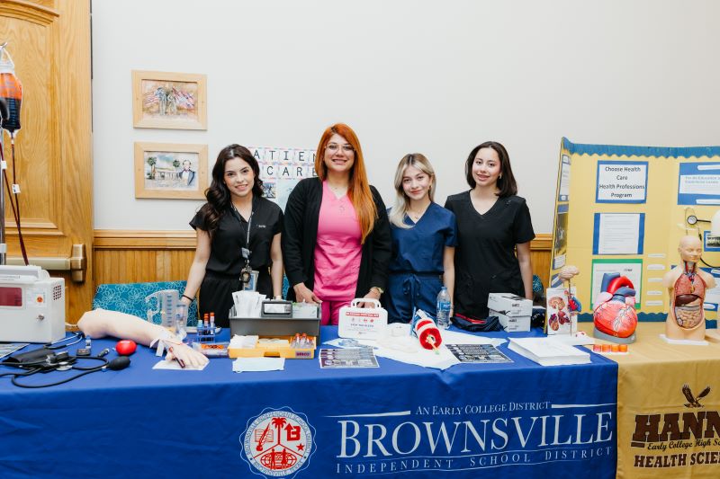 Representatives from Brownsville ISD pose for a photo for the Texas Interns Unite event/