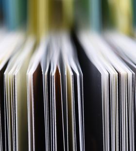 Vertical documents in folders.